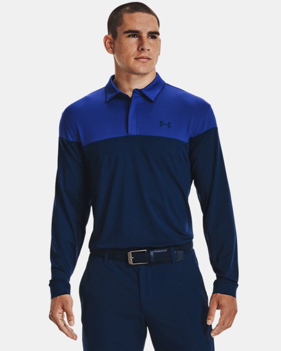 Herren UA Playoff Langarm-Poloshirt, Blue, pdpMainDesktop image number 0